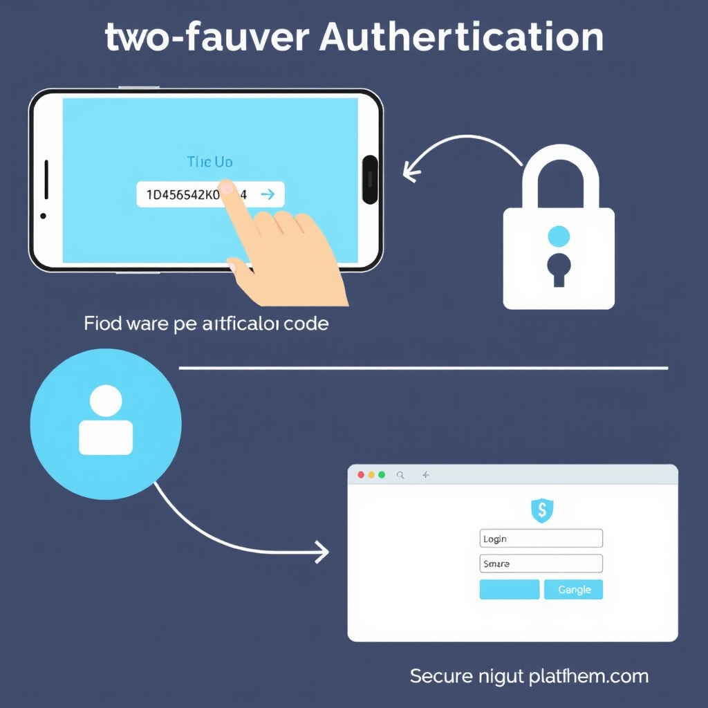 Step-by-step illustration of two-factor authentication process showing smartphone receiving verification code and secure login to gaming platform